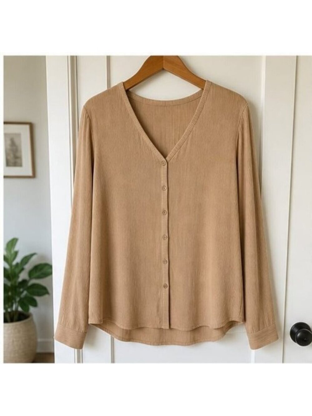 Camel Ruffle Blouse